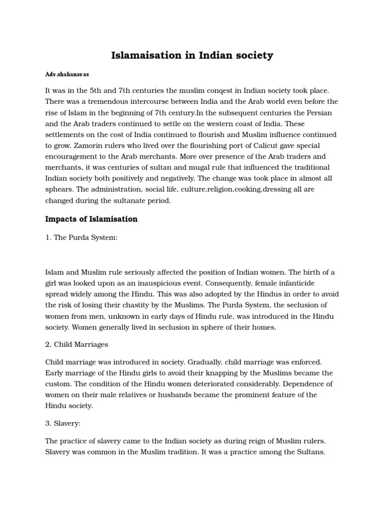 Islamaisation in Indian Society | PDF | Hindu | Religious Conversion