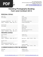 Alex Wedding Photography Booking Form Conditions