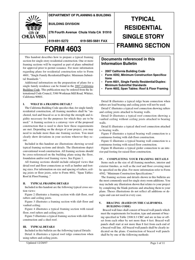 Form4603updated12 07 Framing Construction Woodworking
