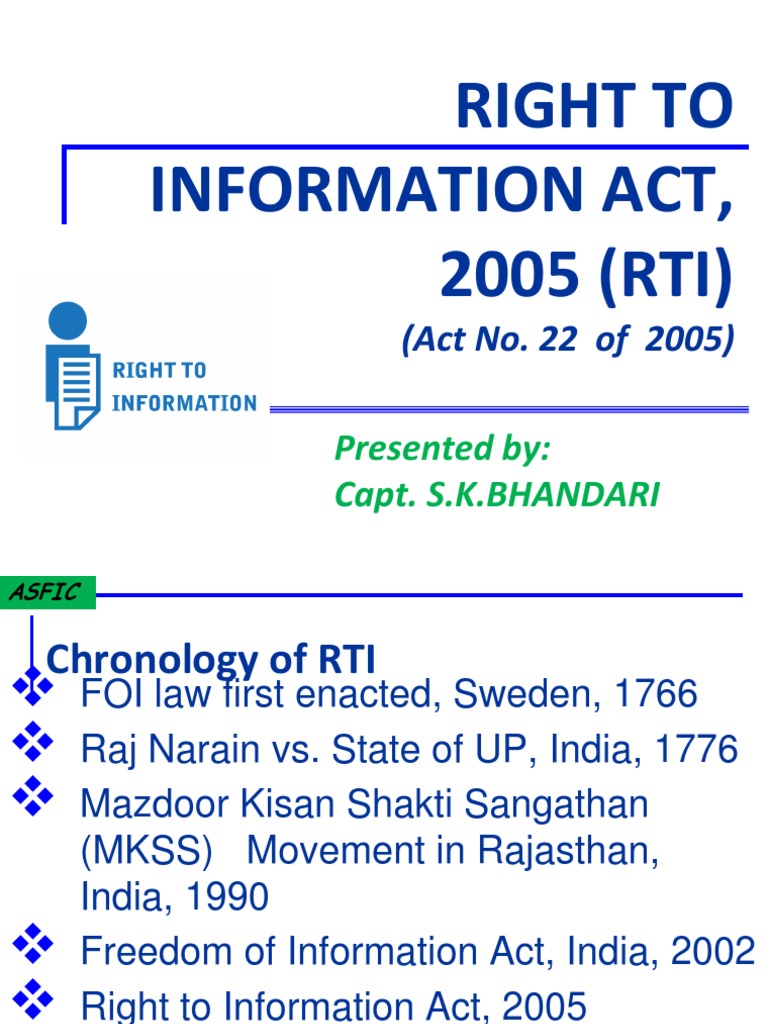 Rti Act, 2005 Freedom Of Information Laws By Country Microform