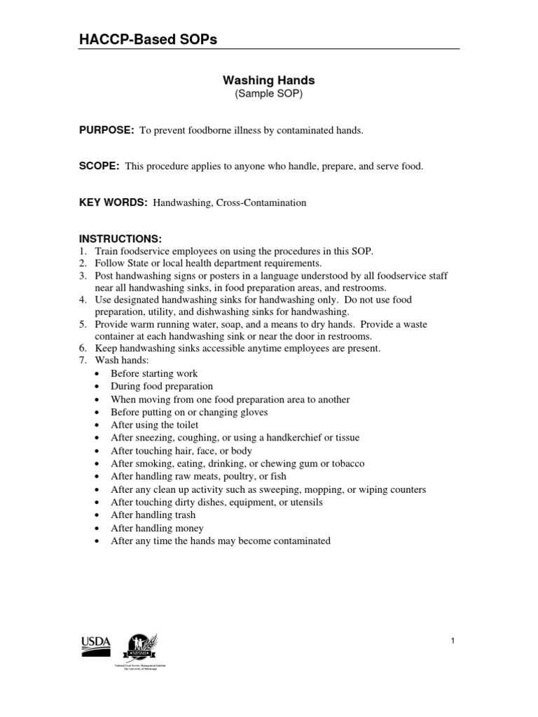 Handwashing SOP for Food Safety | PDF | Hand Washing | Public Health