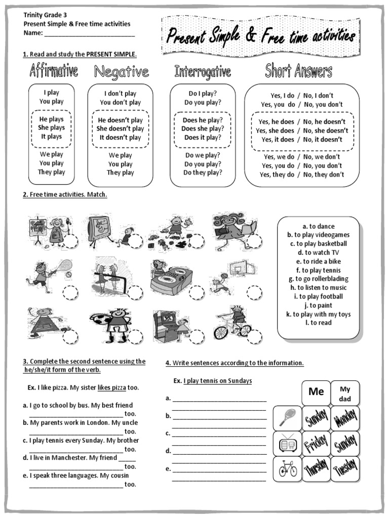 Present Simple and Free Time Activities | PDF