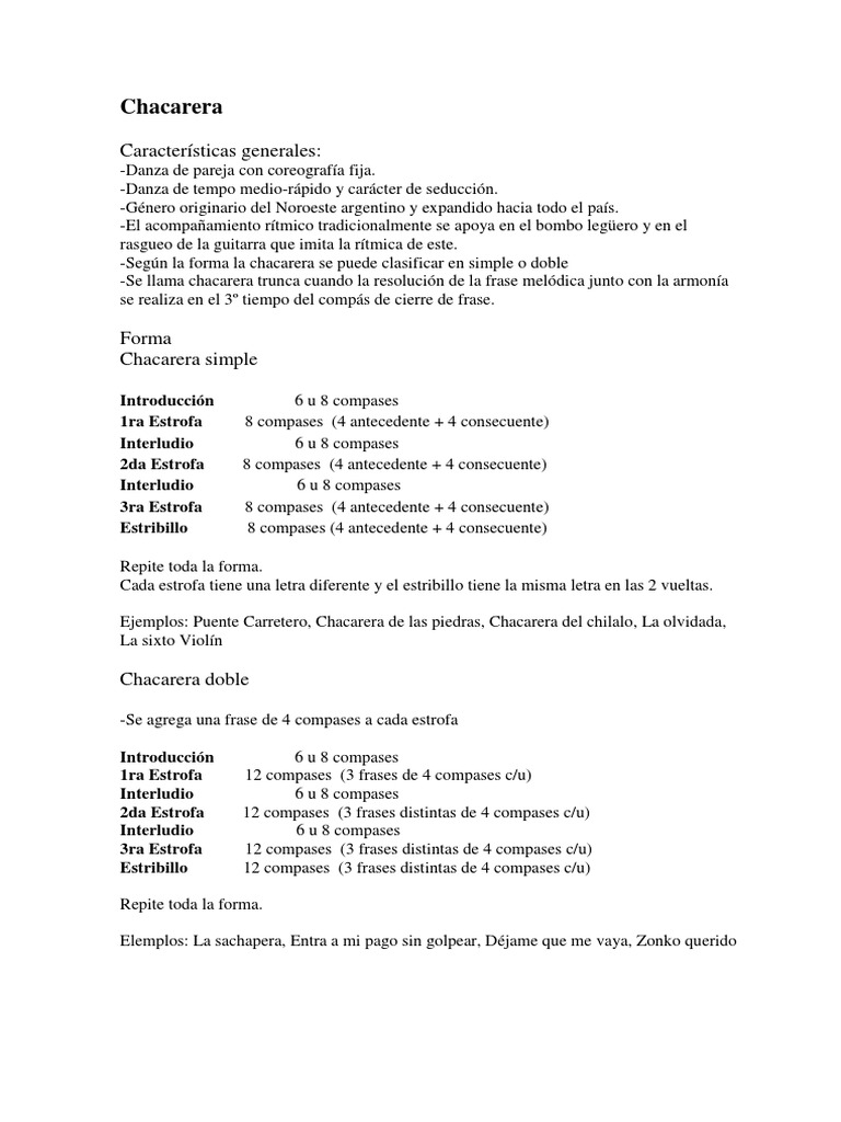 Características de la Chacarera | PDF | Ritmo | Las artes escénicas