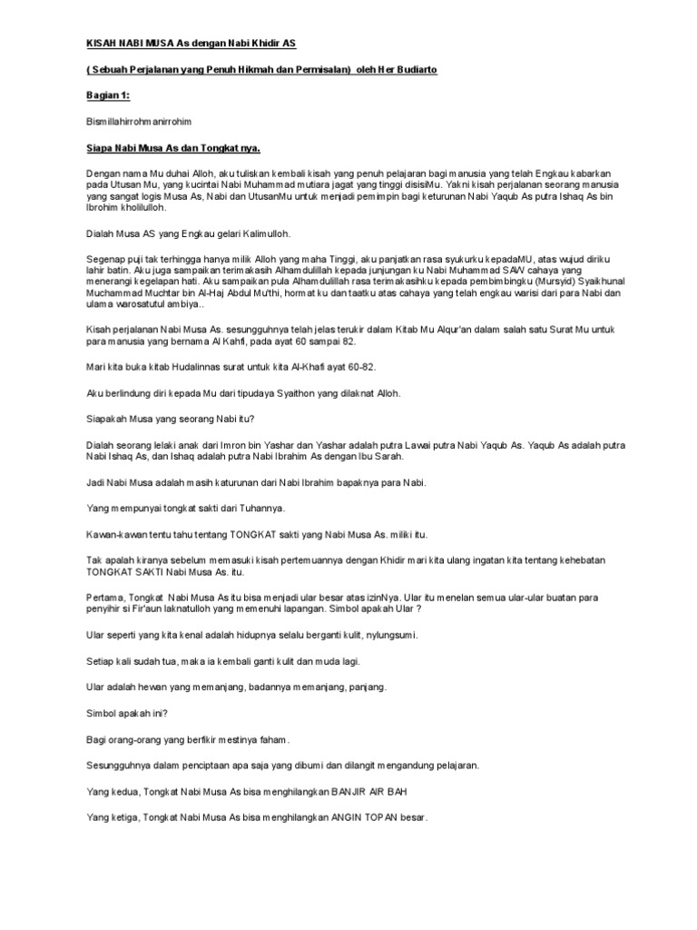 Kisah Nabi Musa As Nabi Khidir As Pdf