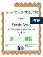 Service Learning Certificate-Spring 2013