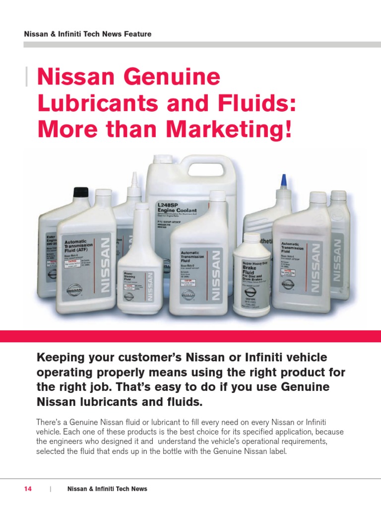 Nissan Genuine Lubricants and Fuids PDF Motor Oil Manual Transmission
