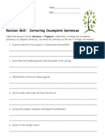 incomplete sentence worksheet