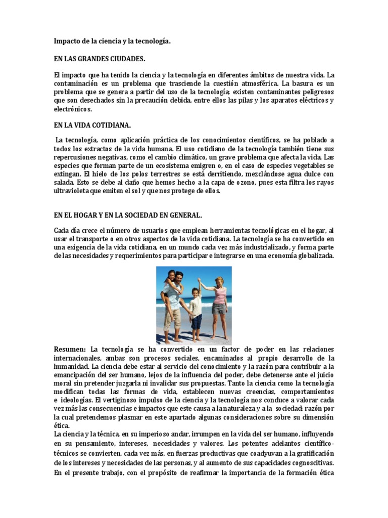 Impacto de La Ciencia y La Tecnología | PDF | Contaminación | Science