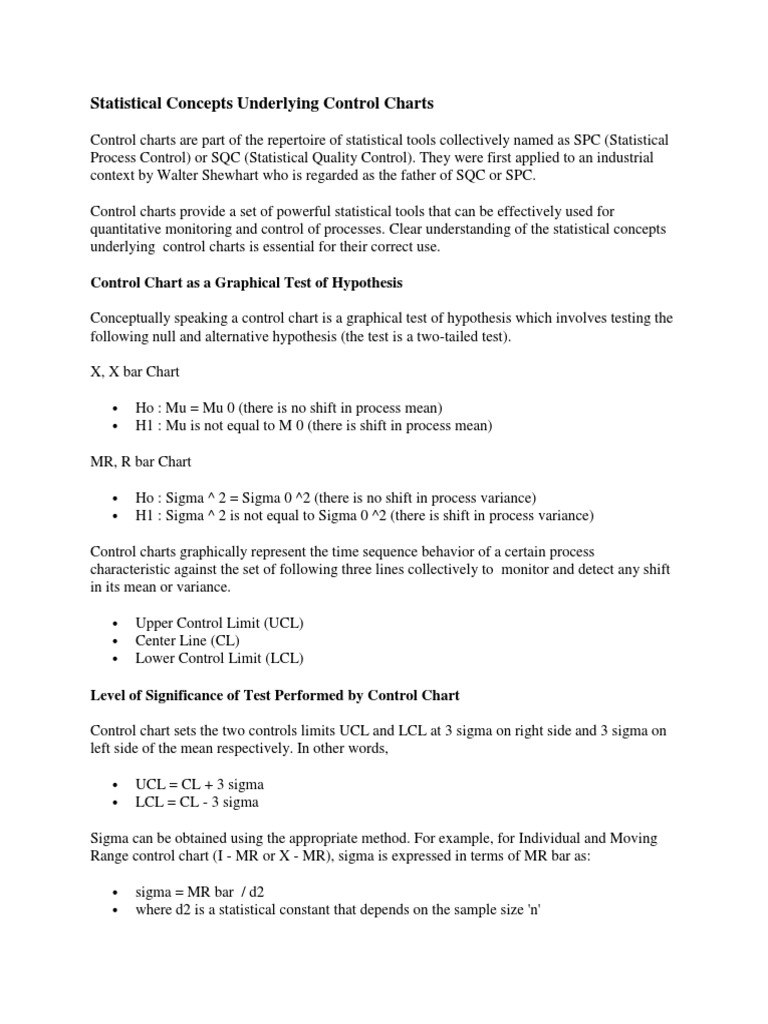 Statistical Concepts Underlying Control Charts | PDF | Type I And Type ...