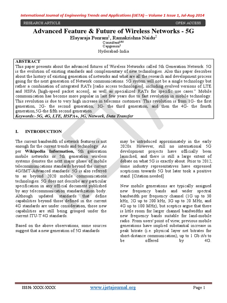 Advanced Feature & Future of Wireless Networks - 5G | PDF | 4 G | 3 G