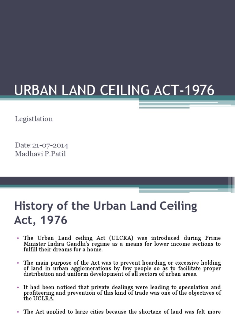 21 7 2014 Urban Land Ceiling Act 1976 Public Law Government
