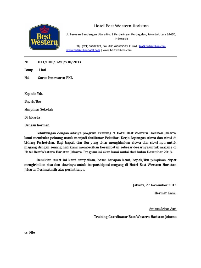 Surat Penawaran Magang Pdf