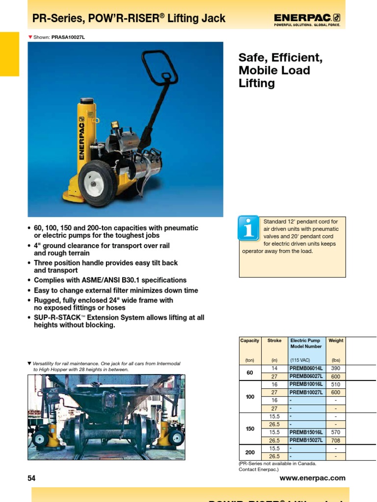 Enerpac PR Series Catalog Machines Mechanical Engineering