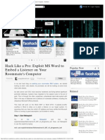 Hack Like A Pro - Exploit MS Word To Embed A Listener On Your Roommate's Computer