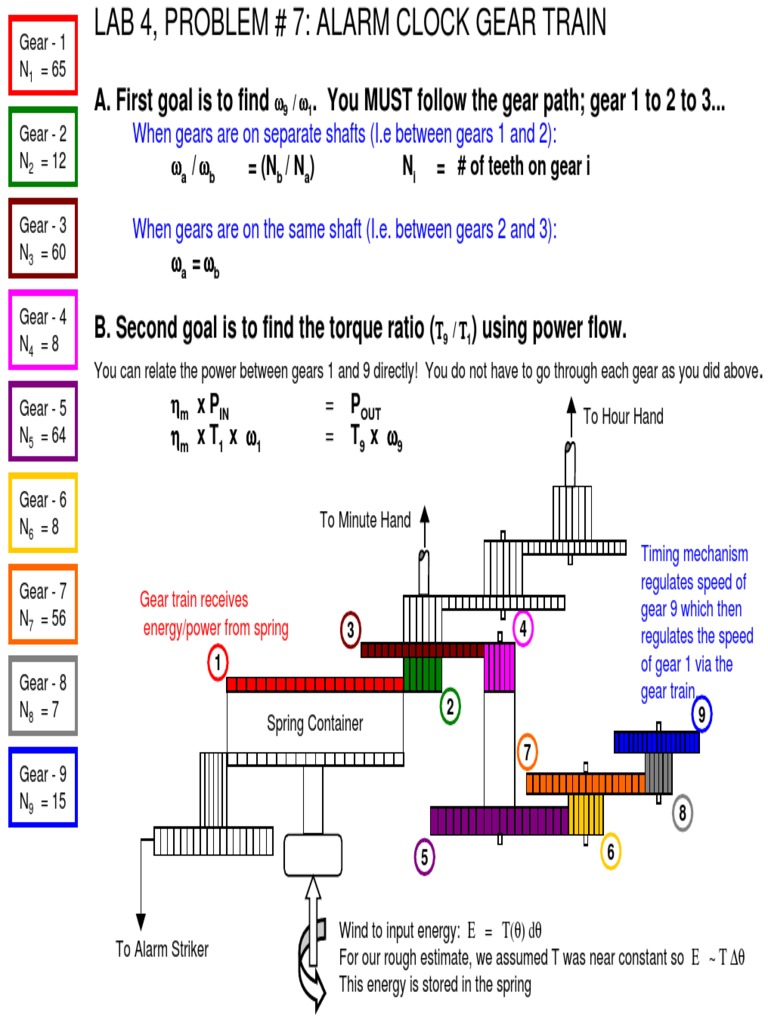 Alarm Clock Gear Train Analysis | PDF