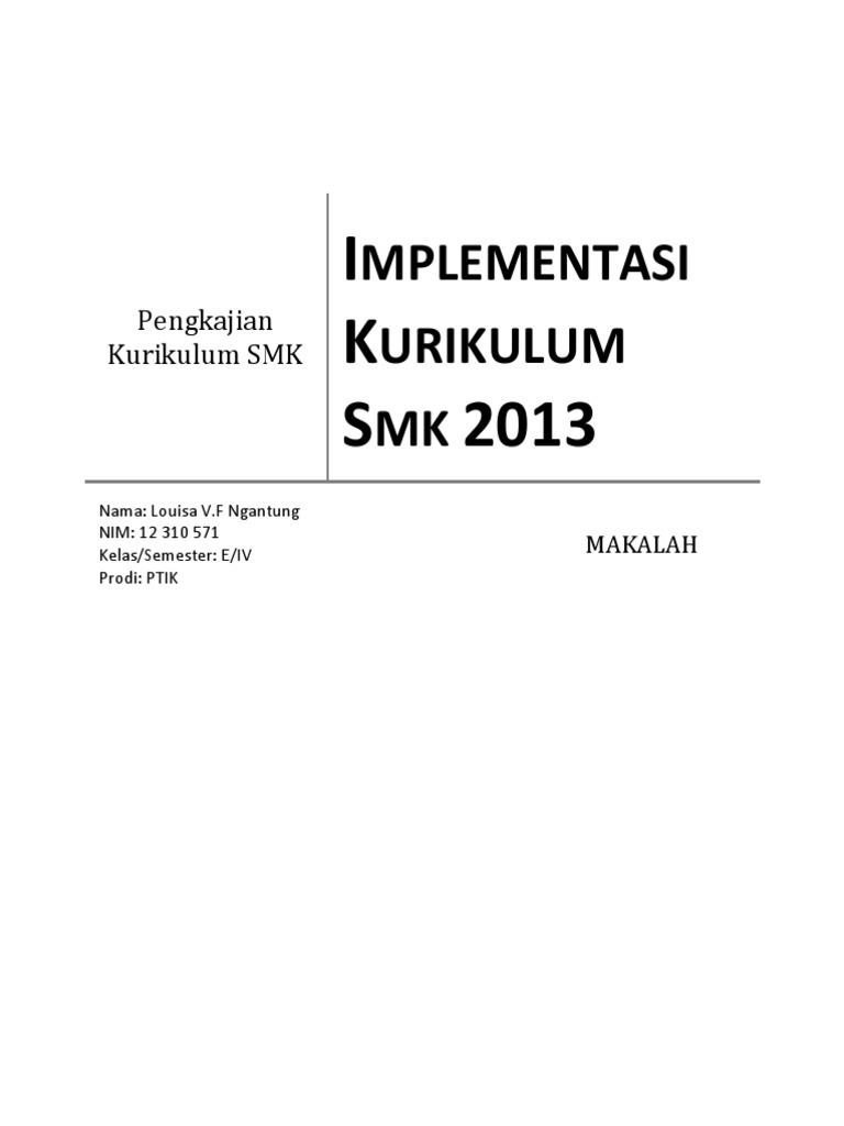 Makalah Implementasi Kurikulum 2013