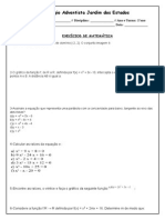 Lista 2 - Caje - 1 Ano - 2 Bimestre - Função Do 2 Grau.