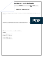 Lista 2 - Caje - 3 Ano- Equação Da Circunferencia