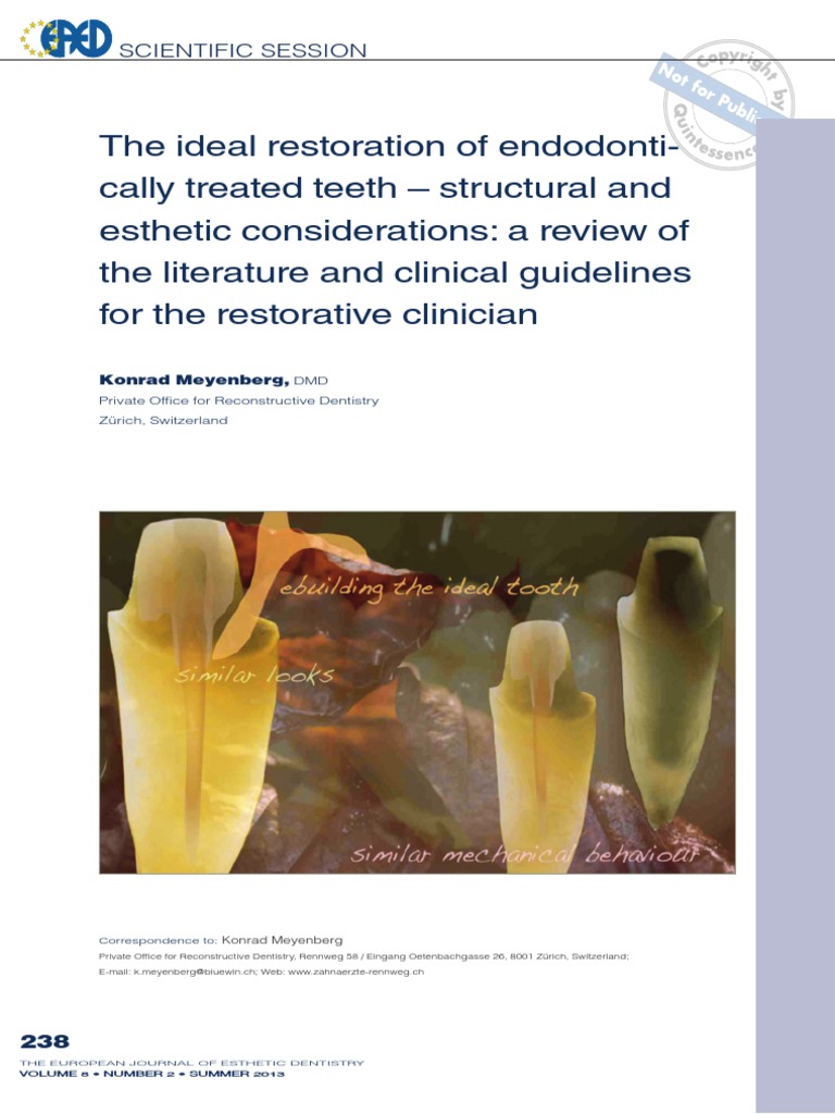 The Ideal Restoration of Endodontically Treated Teeth EJED 2013 | PDF