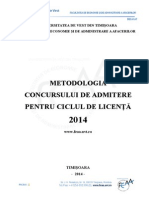 Metodologie Admitere Licenta FEAA 2014