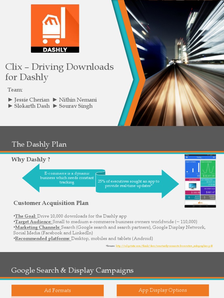 Driving Downloads for Dashly App | PDF | Mobile App | Facebook