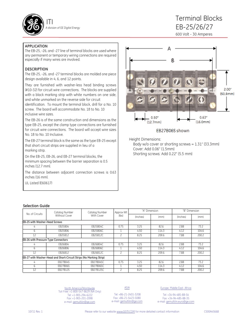 Terminal Blocks Eb25 PDF Wire Screw