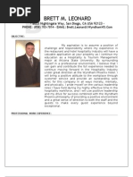 Resume - Brett M Leonard - Wyndham PHX (Compact)