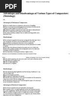 Advantages and Disadvantages of Various Types of Comparators (Metrology)