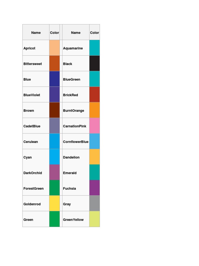 Latex Xcolor Package Colors PDF