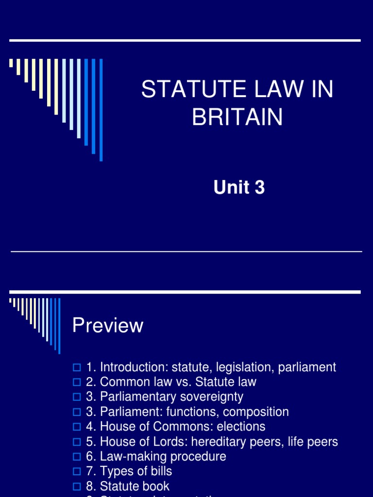 Statute Law In Britain Unit 3 House Of Lords Parliament Of The