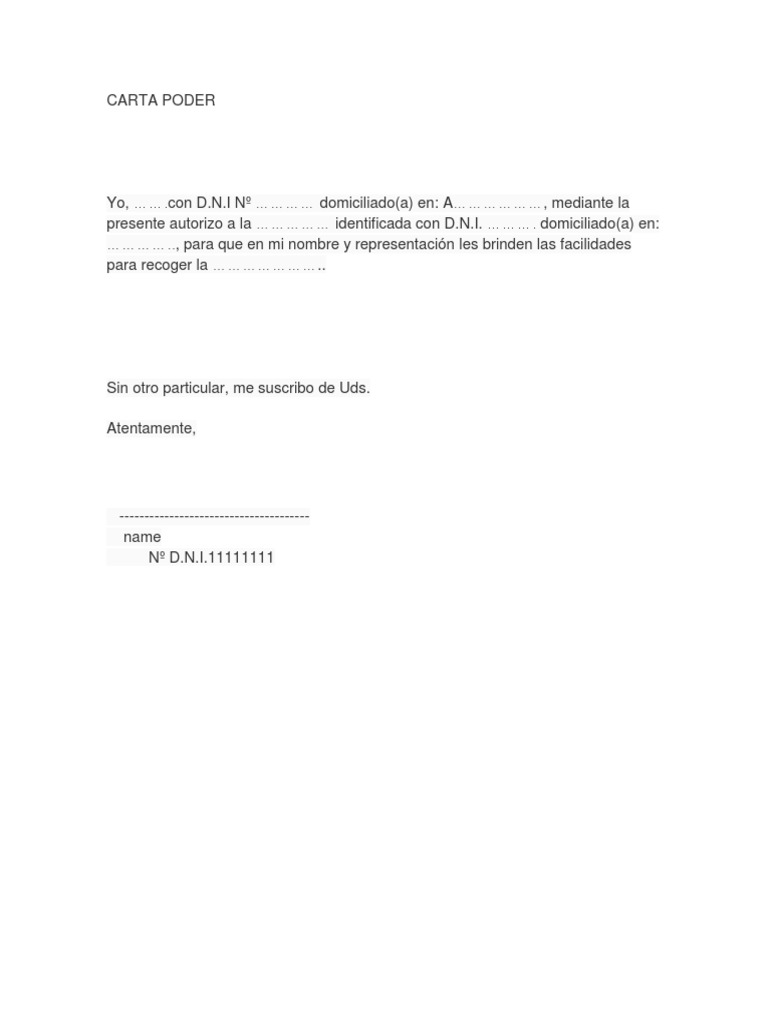 CARTA PODER General PDF | PDF | Derecho
