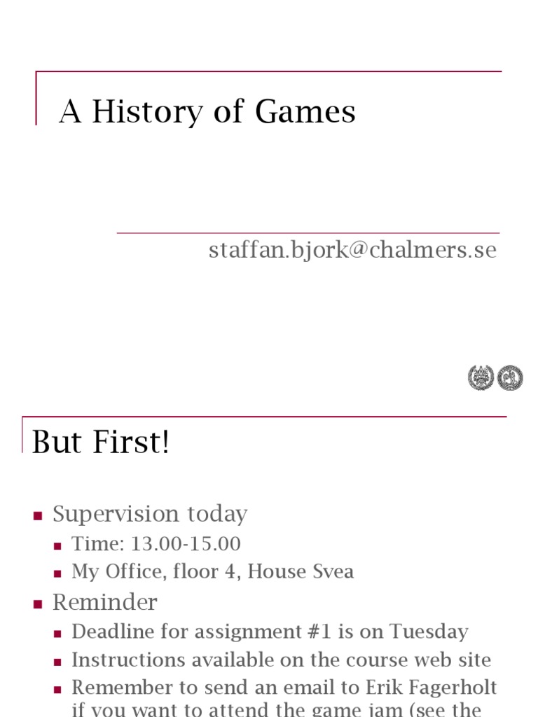 A History of Games Staffan Bjorkchalmers Se PDF Video Game