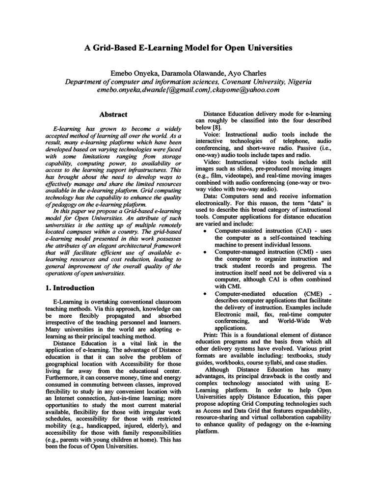 Grid-Based E-Learning Model for Universities | PDF | Grid Computing ...