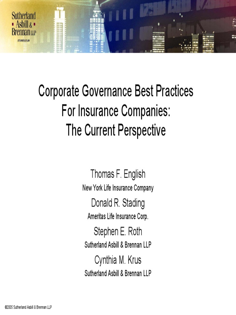 Corporate Governance Best Practices For Insurance Companies The