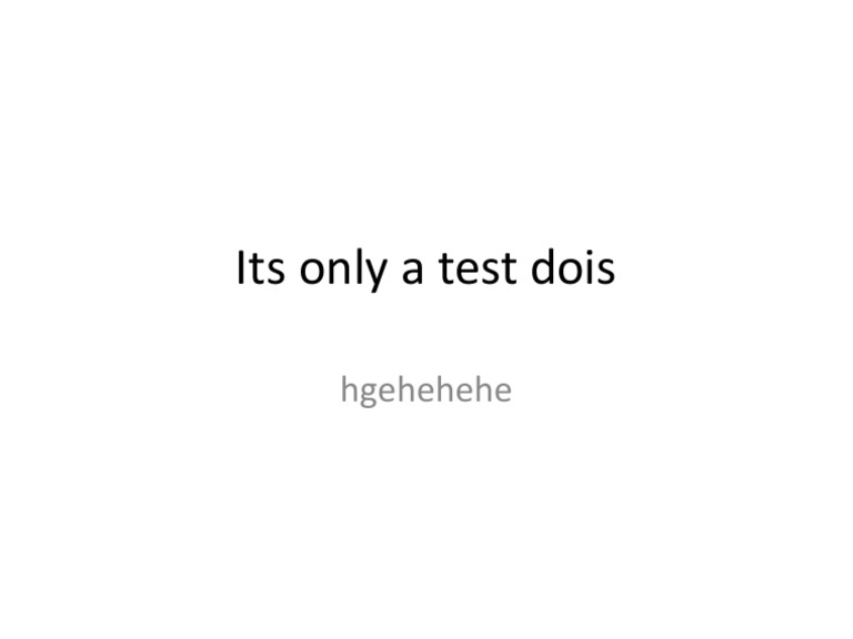 Its Only A Test Dois | PDF