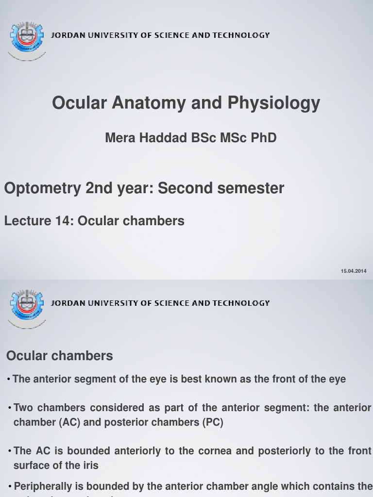 Lecture 14 Ocular Chambers | PDF | Glaucoma | Human Eye