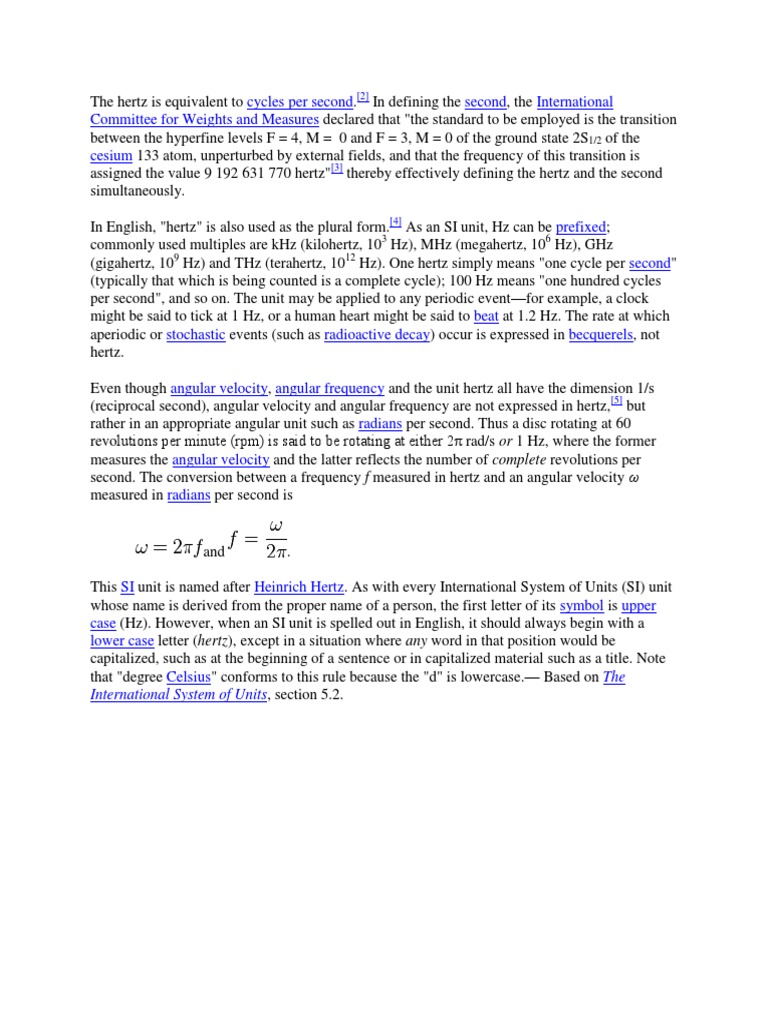 The International System of Units Hertz Units Of Measurement