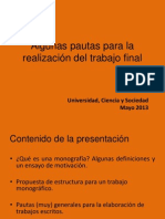 Algunas Pautas para La Realizacion Del Trabajo Final