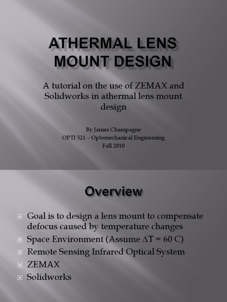 Athermal Lens Mount Design Tutorial | PDF