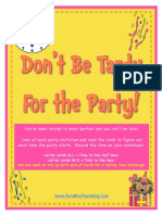 Dont Be Tardy For The Party Telling Time Half Hour Activity