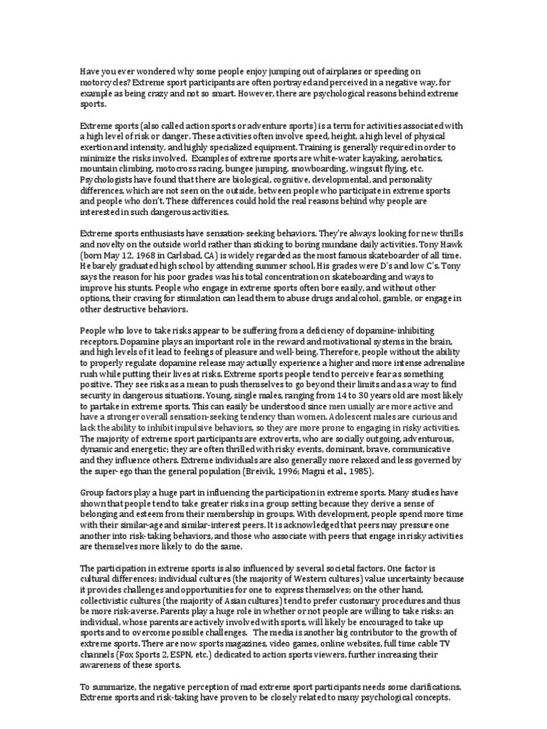 Extreme sports pte essay picture
