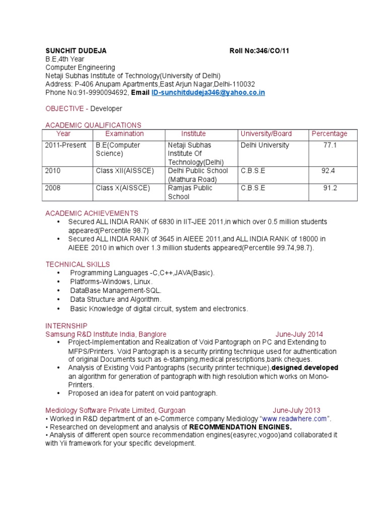 Aspiring Developer's Profile | PDF