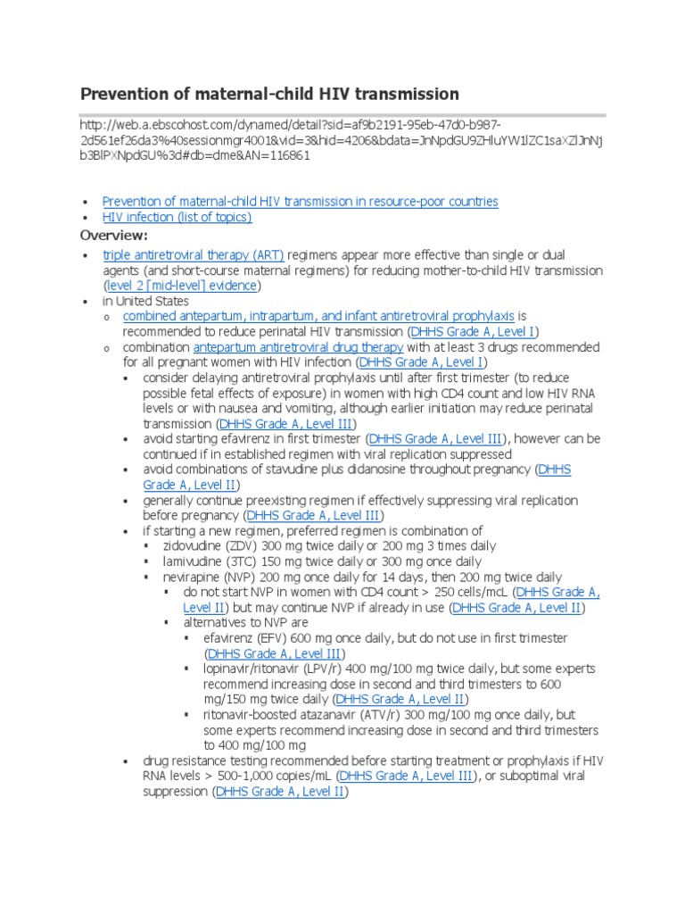 Prevention of Maternal | PDF | Management Of Hiv/Aids | Hiv/Aids