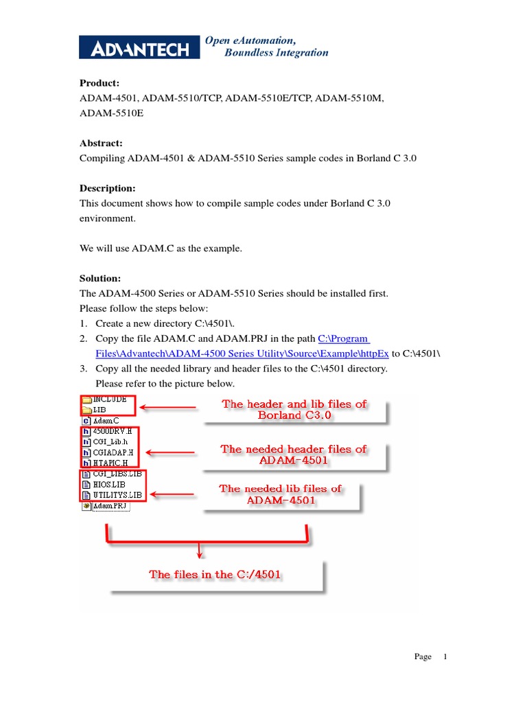 Compiling ADAM-4501/5510 Codes in C | PDF
