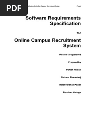 SRS For Online Campus Recruitment System | PDF | Databases 