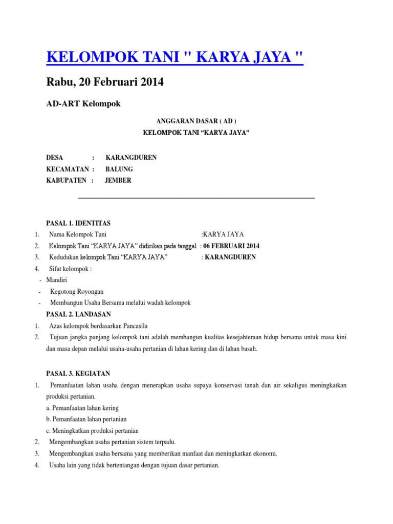 contoh laporan Kelompok Tani