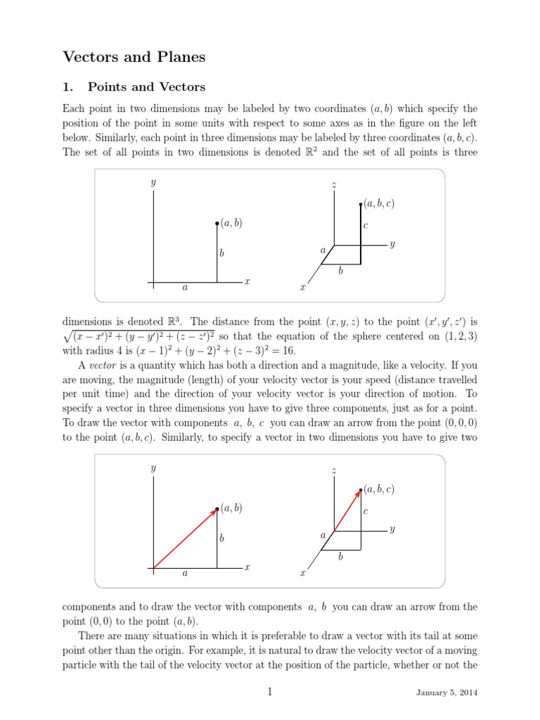 Planes and Vectors: Key Concepts | PDF | Euclidean Vector ...