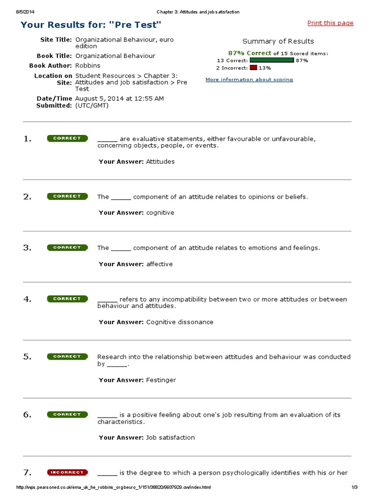 Chapter 3 - Attitudes and Job Satisfaction | PDF | Job Satisfaction ...