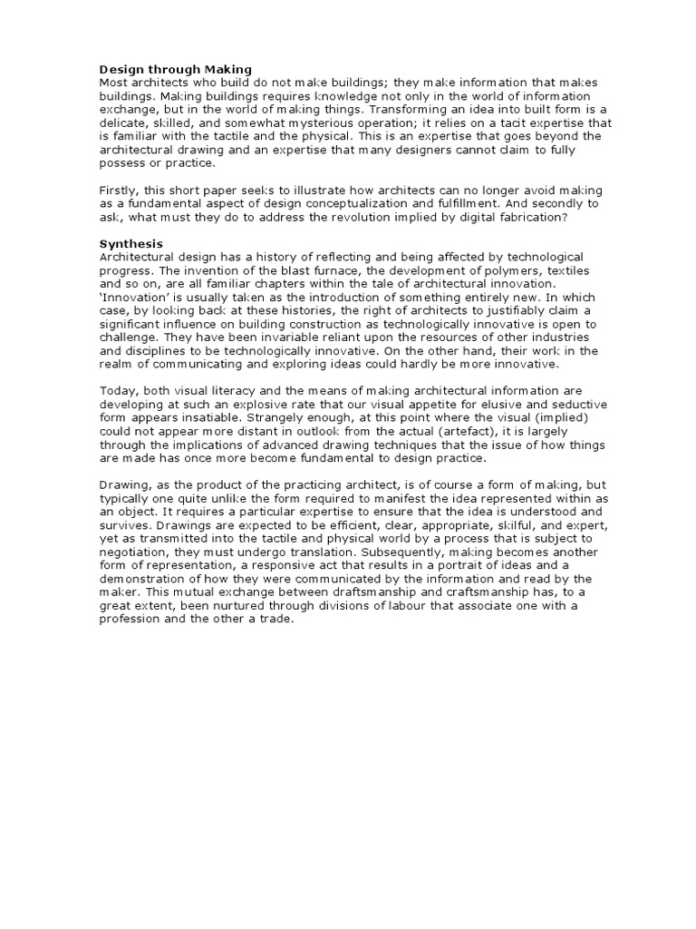 Design Through Making | PDF | Expert | Architect