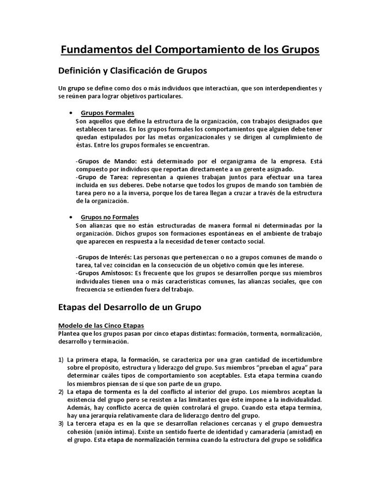 Fundamentos del Comportamiento Grupal | PDF | Grupo de trabajo | Toma ...